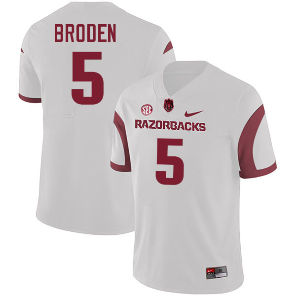 Tyrone Broden Arkansas Jersey,Arkansas Razorbacks #5 Tyrone Broden Jersey Youth College-Retro White